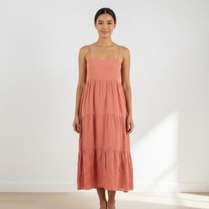 Museum womens slip dress size S midi terracotta red sleeveless cotton dress